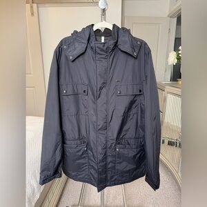 Lacoste Men's Black Coat Jacket with Removable Hood Size 54 or Large